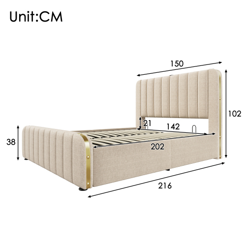 Gepolstertes Doppelbett aus Leinen-OKWISH
