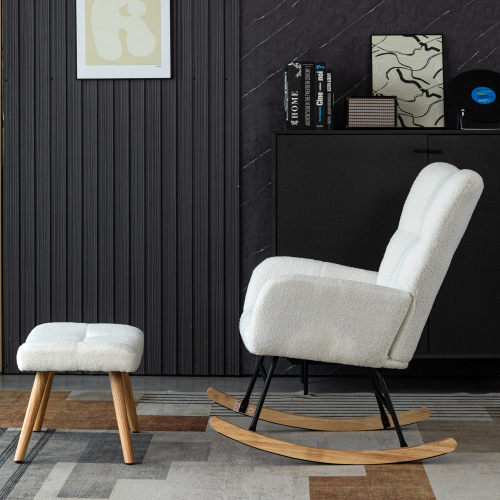 Ergonomischer Schaukelstuhl mit Gestell aus Gummiholz-OKWISH