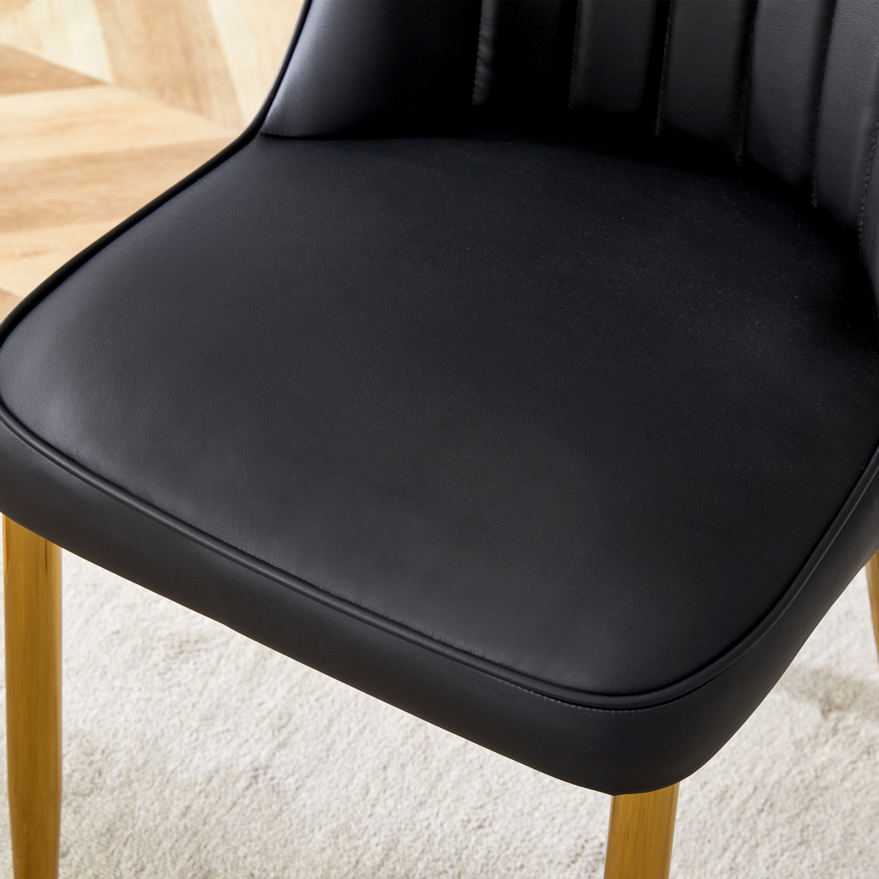 OKWISH Black Dining Chair with Gold Metal Legs