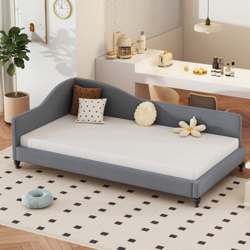 Polsterbett Schlafsofa 90*200 Multifunktionsbett mit Lattenrost und hautfreundlichem Leinenstoff