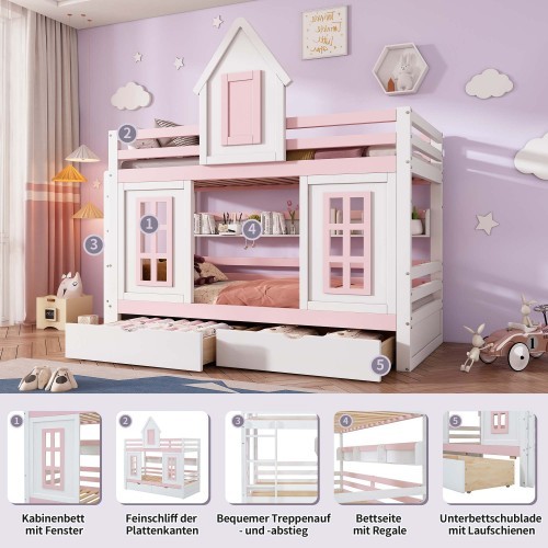 Kinderbett mit Dach und Fenster-OKWISH