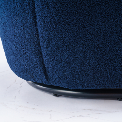 Soft Teddy Fabric Swivel Accent Armchair Barrel Chair With Black Powder Coating Metal Ring