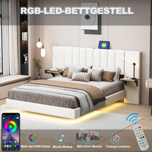 Gepolstertes Bett mit verstecktem Fußteil-OKWISH