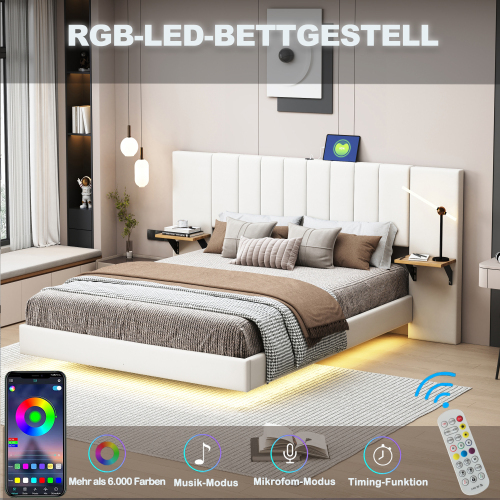 Gepolstertes Bett mit verstecktem Fußteil-OKWISH