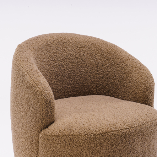 Teddy Fabric Swivel Accent Armchair Barrel Chair With Black Powder Coating Metal Ring