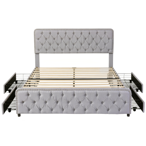 Gepolstertes Doppelbett mit vier Schubladen-OKWISH