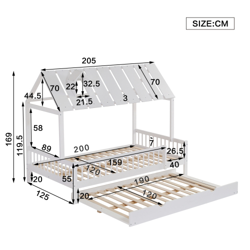 Tisch、Schreibtisch、Arbeitstisch、mit Richtungsrädern、Kiefer+MDF、Weiß+Natur 