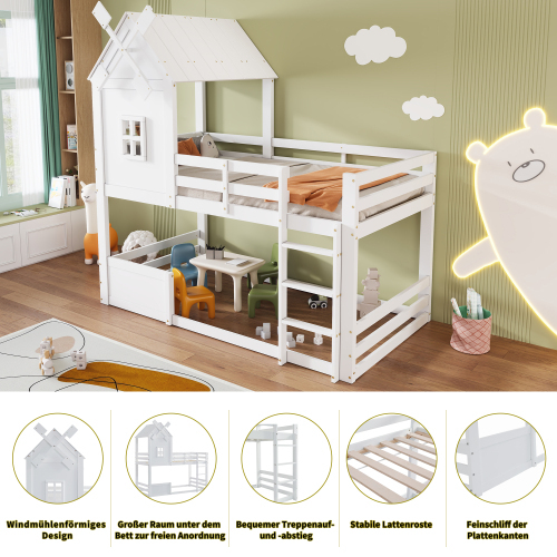 Etagenbett für Kinder mit Windmühle-OKWISH