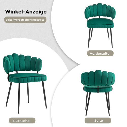 Samt-Esstisch und Stühle im 2er-Set-OKWISH
