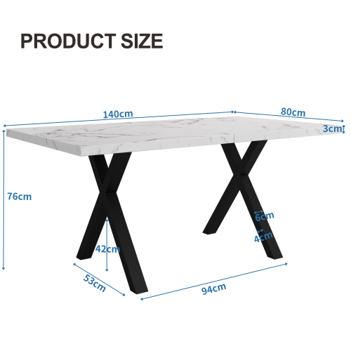 Rechteckiger Esstisch mit Kreuzbein-Design-OKWISH