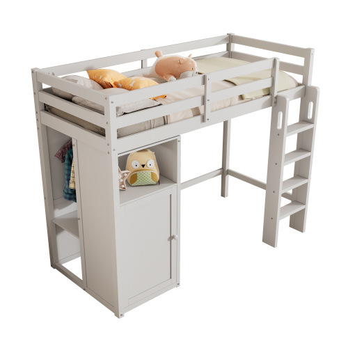 Kinderbett Hochbett mit Schrankrahmenbett-OKWISH