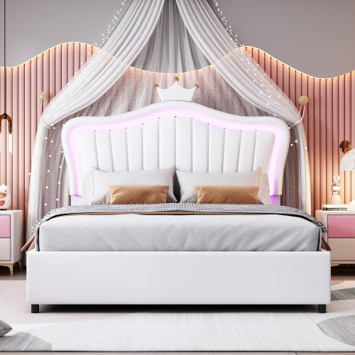 Gepolstertes hydraulisches Kinderbett von White Crown-OKWISH