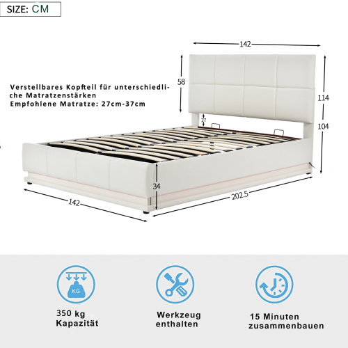 Hydraulisch hochfahrbares Polsterbett-OKWISH