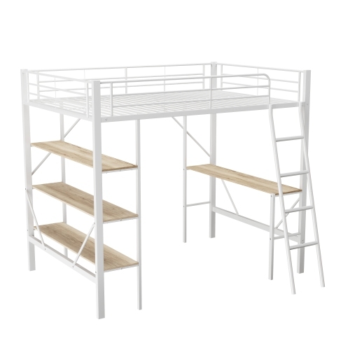 Hochbett aus Metall mit Schreibtisch-OKWISH