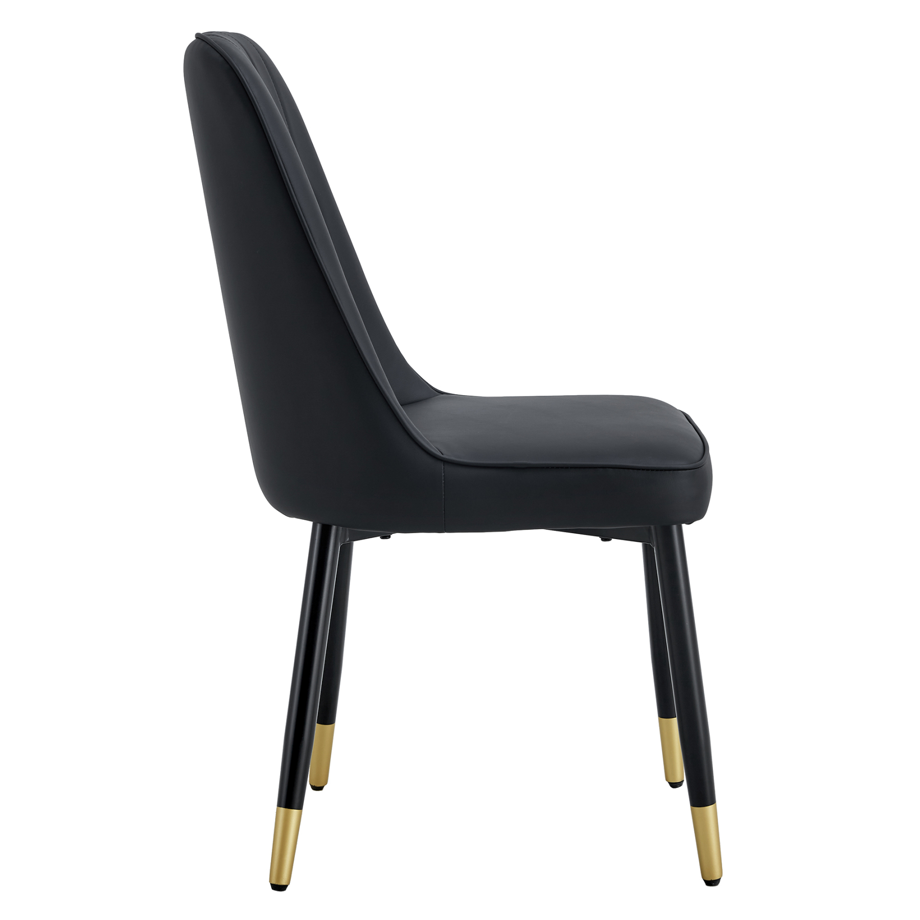 OKWISH Black PU Leather Dining Chair Set with Metal Legs