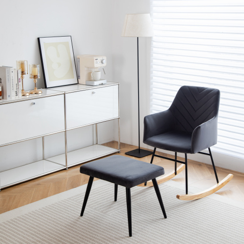 Stabiler Loungesessel mit Gestell aus Gummibaumholz und Pedalen-OKWISH