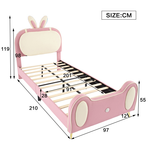 Kinderbett mit weichem Kaninchenkopfteil-OKWISH