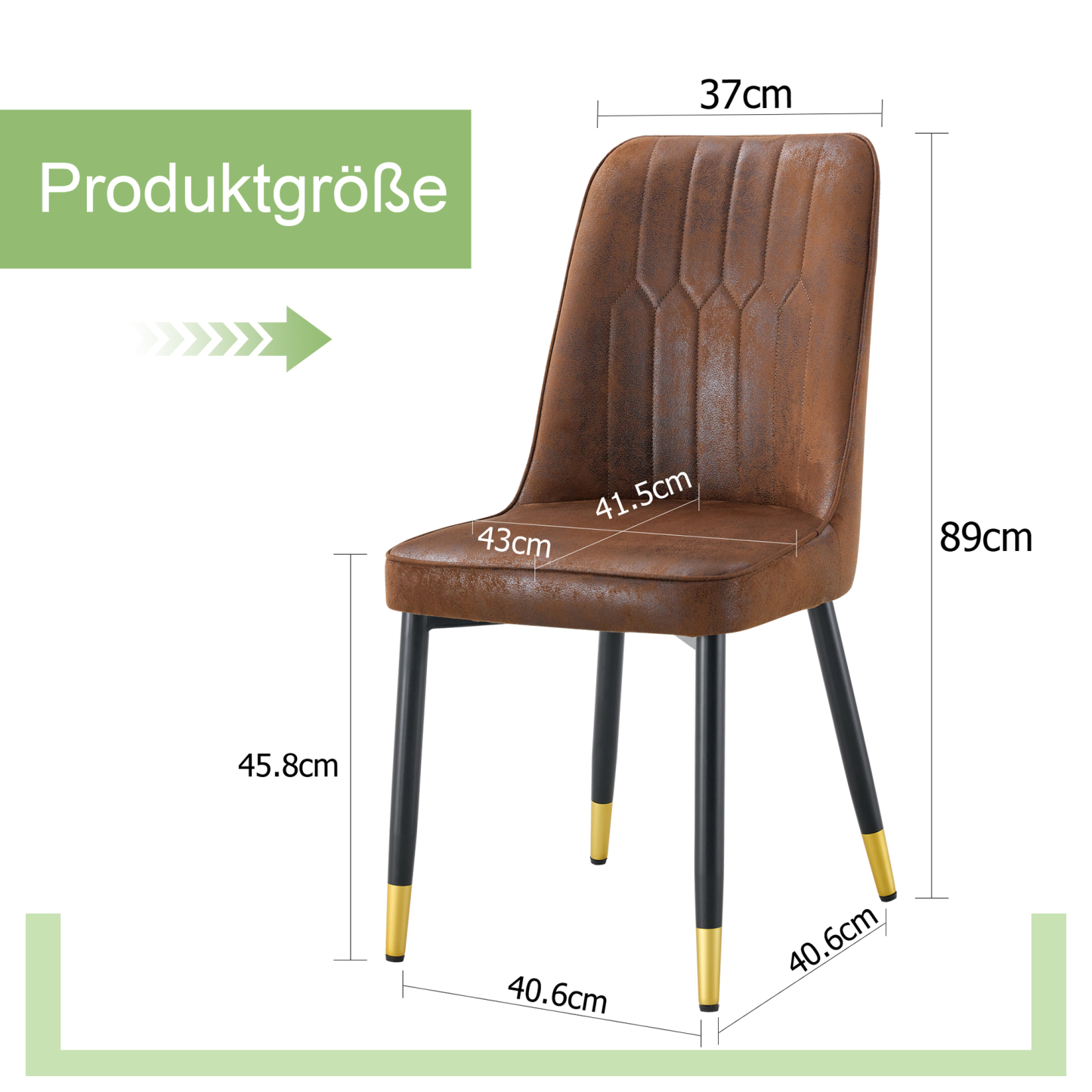 OKWISH Set of 2 Brown Dining Chairs with Metal Legs