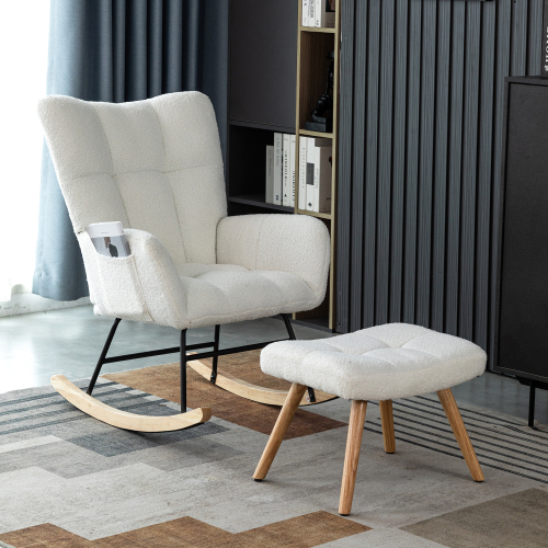 Ergonomischer Schaukelstuhl mit Gestell aus Gummiholz-OKWISH