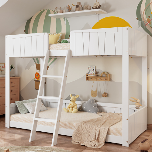 Massives Lattenrostbett mit offenem Regal-OKWISH