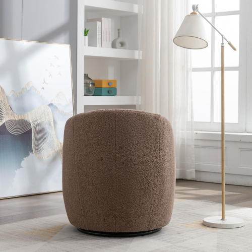 Teddy Fabric Swivel Accent Armchair Barrel Chair With Black Powder Coating Metal Ring