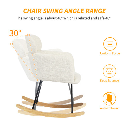 Robuster Schaukelstuhl mit Gestell aus Gummibaumholz und Pedalen-OKWISH