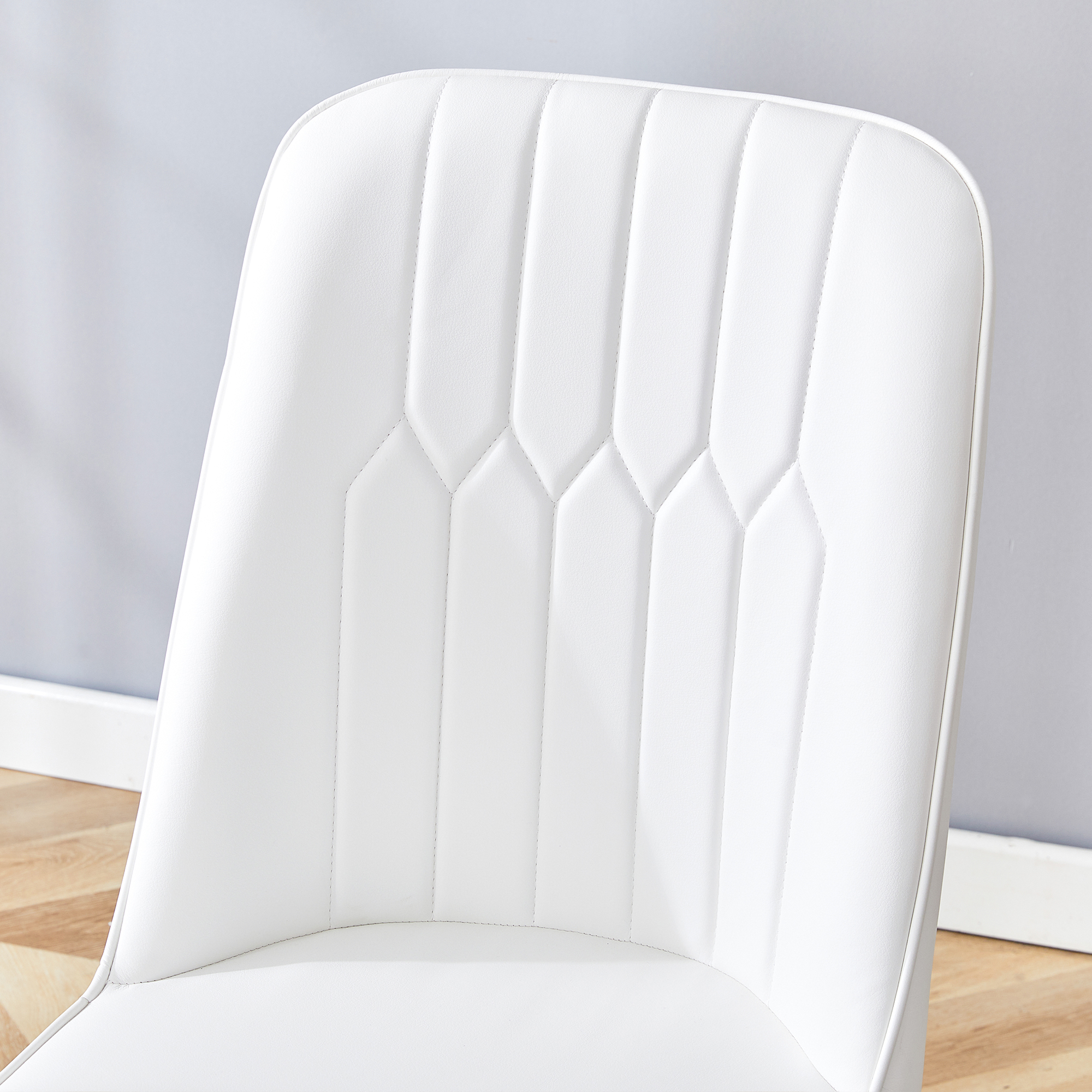 OKWISH White Dining Chair with Gold Metal Legs