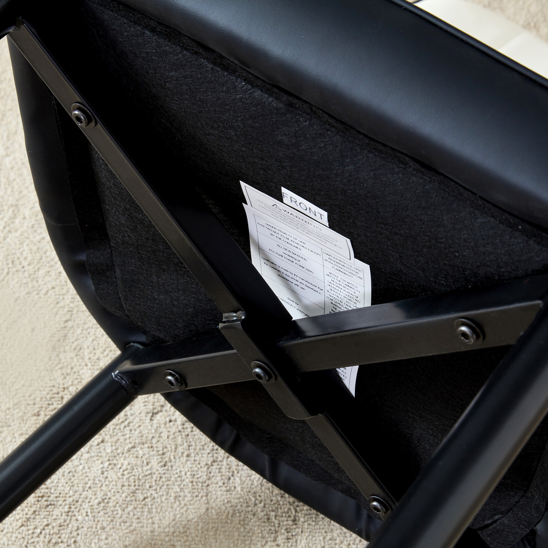 OKWISH Dining Chair with PU Leather Seat and Metal Legs