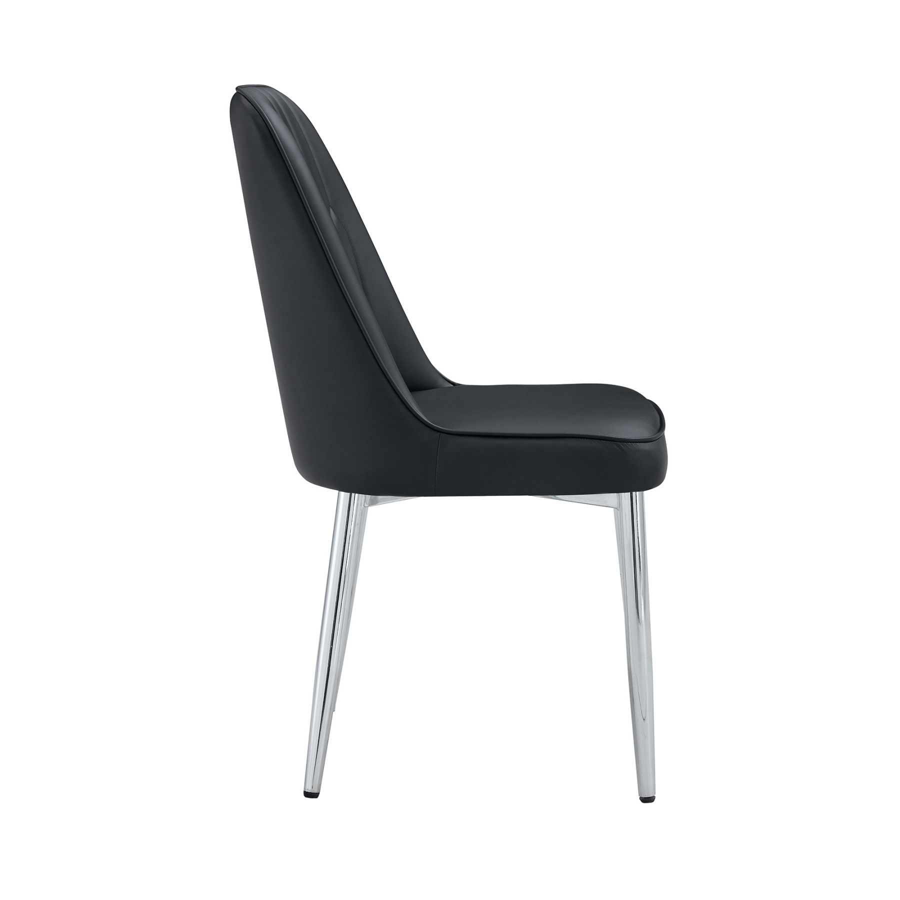 OKWISH Black Dining Chair with PU Leather and Metal Legs