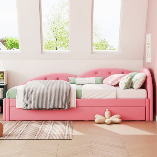 90*200cm Schlafsofa, ausgestattet mit ausziehbarem Bett, stilvoll und einfach, PU-Material