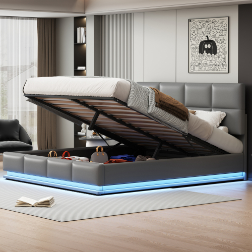 Polsterbett mit LED-Beleuchtung-OKWISH