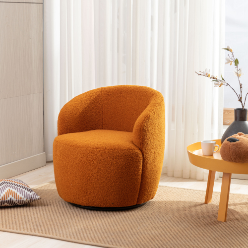 Teddy Fabric Swivel Accent Armchair Barrel Chair With Black Powder Coating Metal Ring