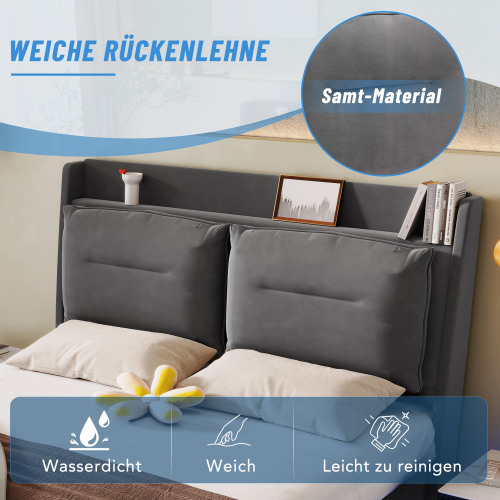 Mit LED-Licht gepolstertes hydraulisches Bett-OKWISH