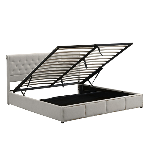 Gepolstertes hydraulisches Stangenbett aus Baumwolle und Leinen-OKWISH