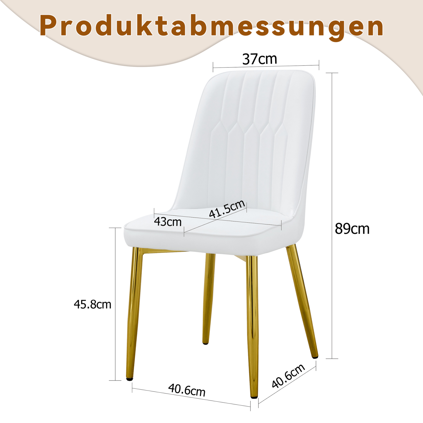 OKWISH White Dining Chair with Gold Metal Legs