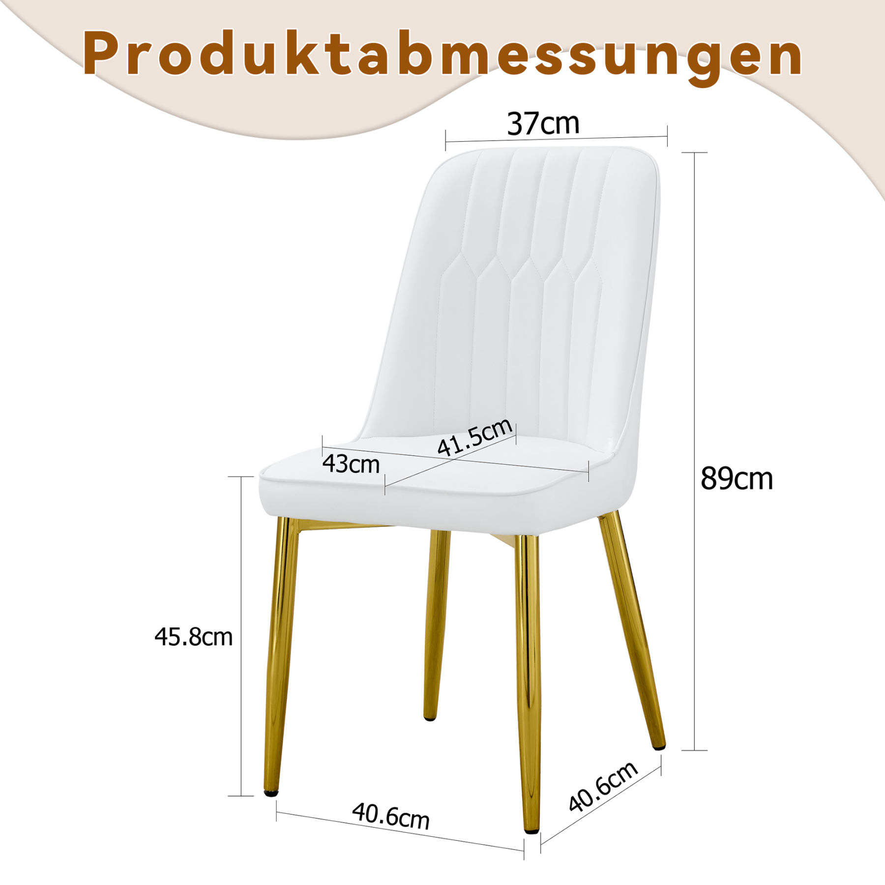 OKWISH White Dining Chair with Gold Metal Legs