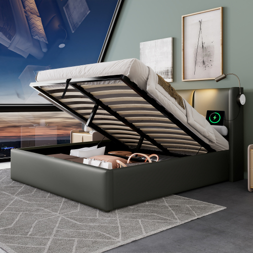 Hydraulisches Doppelbett aus PU-Material-OKWISH