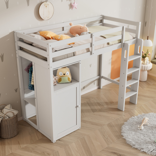 Kinderbett Hochbett mit Schrankrahmenbett-OKWISH