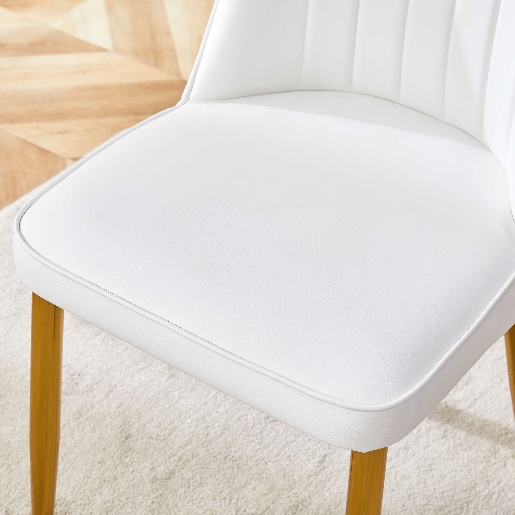 OKWISH White Dining Chair with Gold Metal Legs
