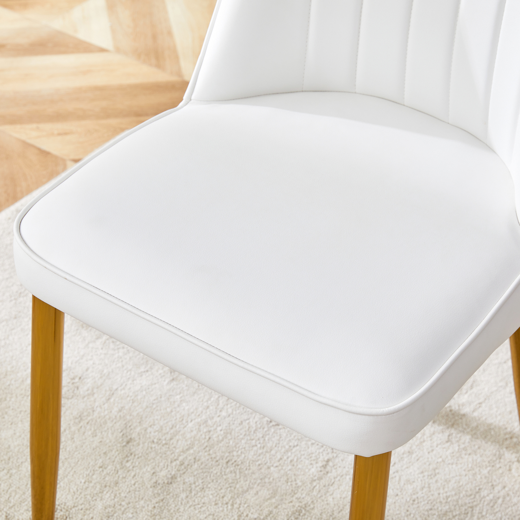 OKWISH White Dining Chair with Gold Metal Legs