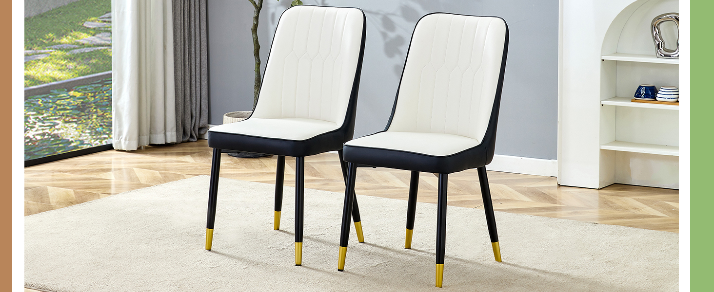 OKWISH Dining Chair with PU Leather Seat and Metal Legs