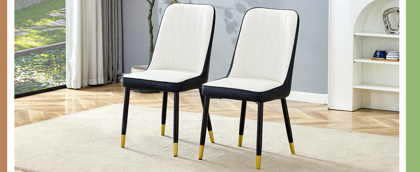 OKWISH Dining Chair with PU Leather Seat and Metal Legs