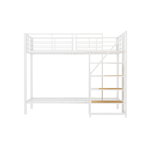 Etagenbett aus Eisen  Aufbewahrungstreppe, hohes Geländer, Doppelbett, Jugendbett, Kinderbett,