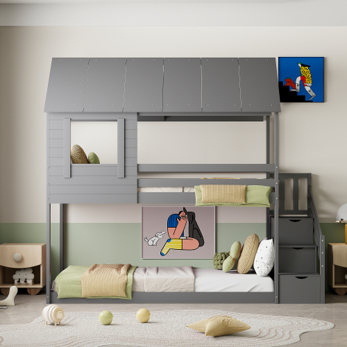 Etagenbett aus Holz für Kinder-OKWISH