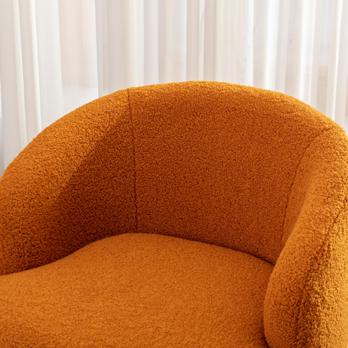 Teddy Fabric Swivel Accent Armchair Barrel Chair With Black Powder Coating Metal Ring