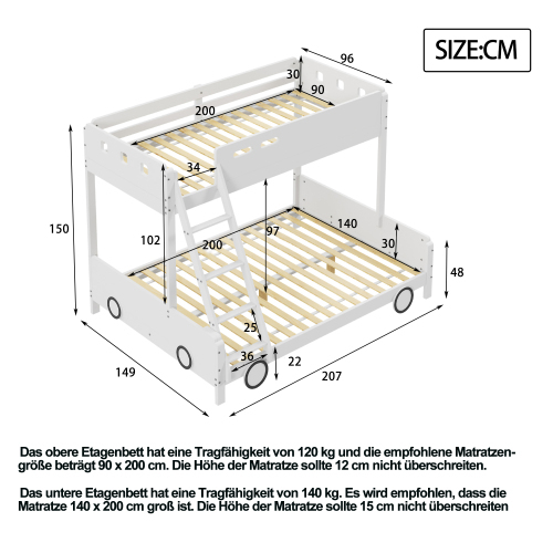 Etagenbett aus Holz für Kinder-OKWISH