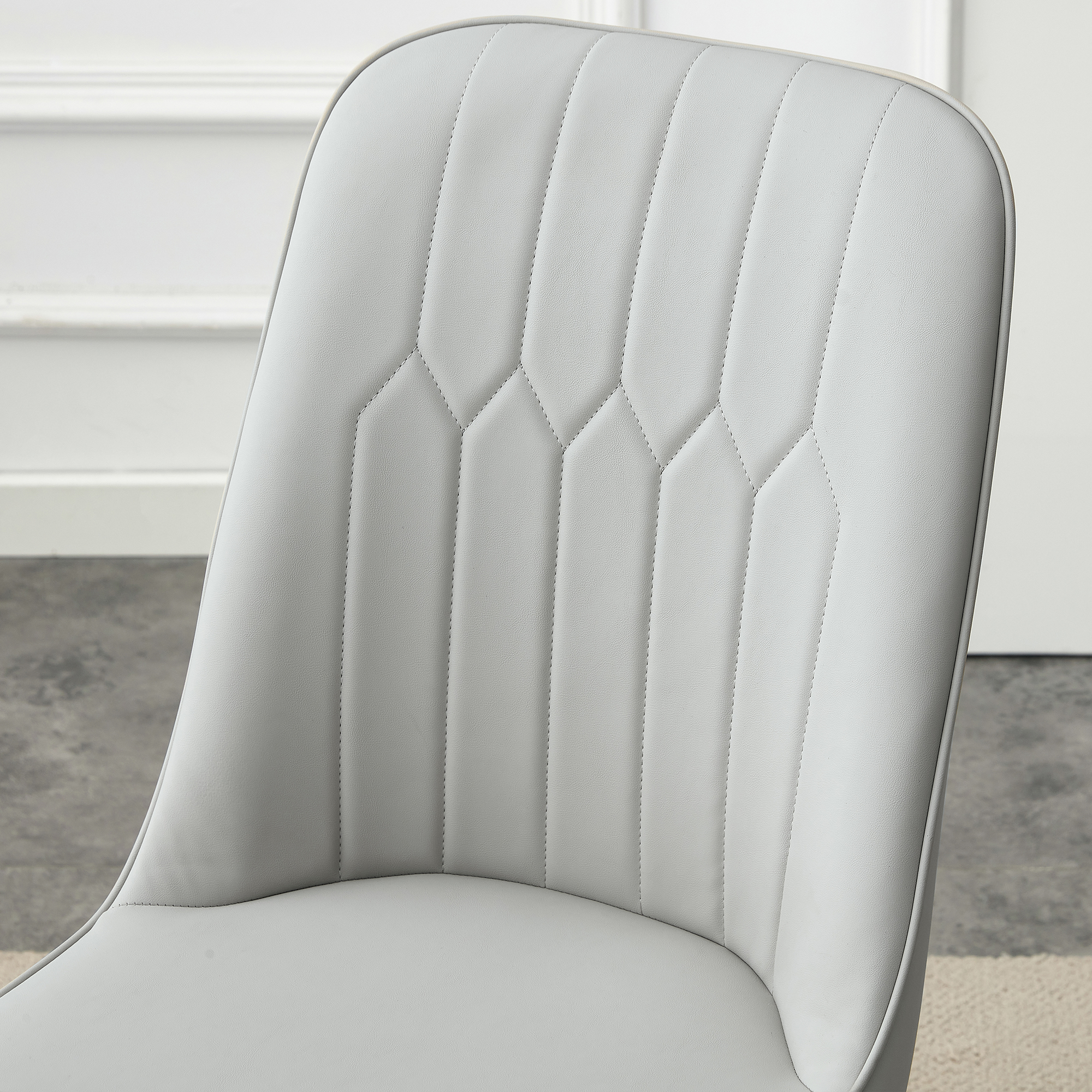 OKWISH Dining Chair with PU Seat and Metal Legs