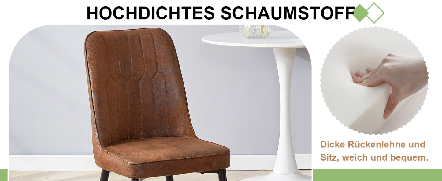 OKWISH Set of 2 Brown Dining Chairs with Metal Legs