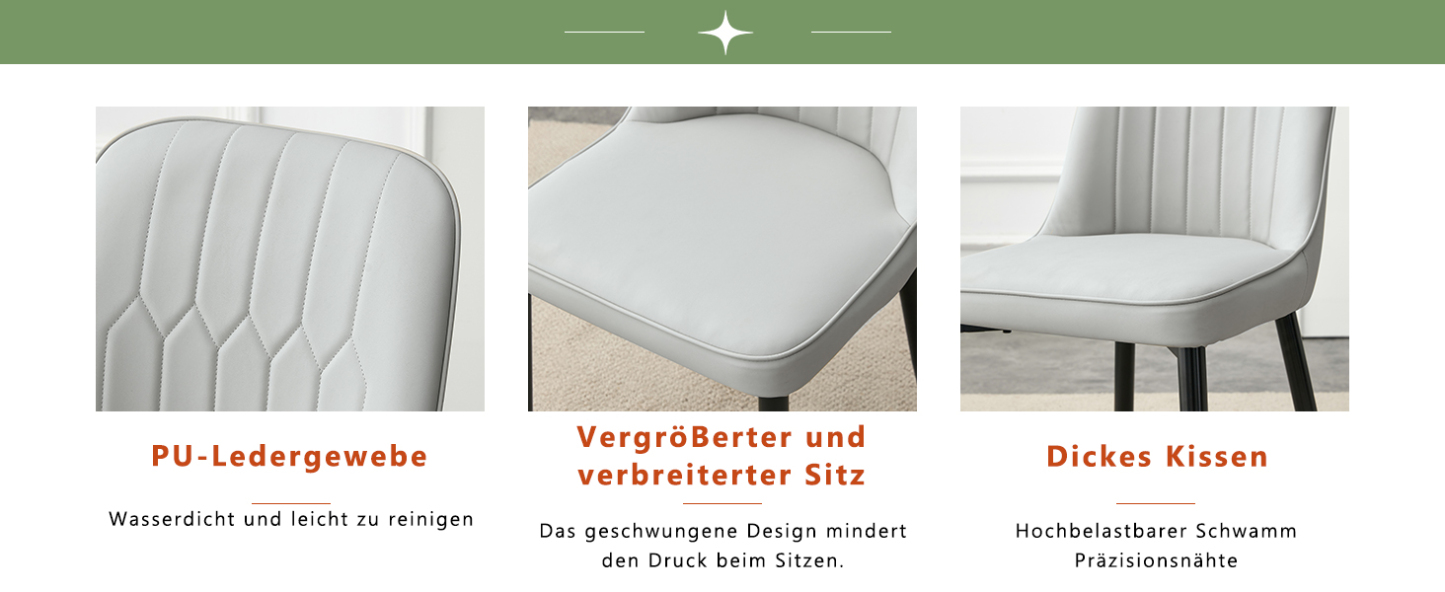 OKWISH Dining Chair with PU Seat and Metal Legs