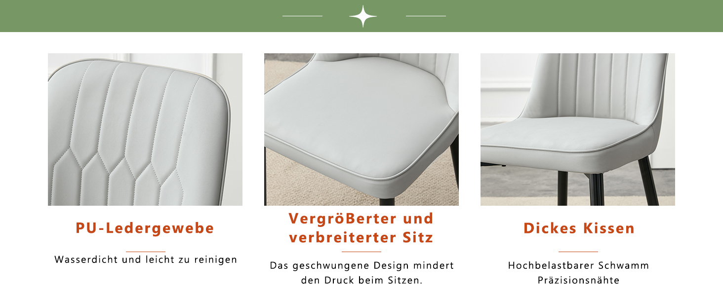 OKWISH Dining Chair with PU Seat and Metal Legs